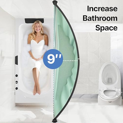 Curved Shower Curtain Rod, Rust Resistant, Adjustable Length 42-73 inches for Shower, Bathroom, Hole Punch Required-Black - color: Black
