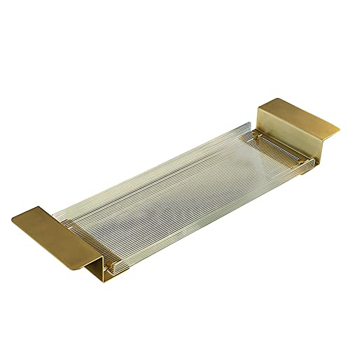 WANLIAN Acrylic Brass Bathtub Caddy Tray, Adjustable Length Bath Caddy Tray Shelf for Shower Storage Organizer - color: Clear-a