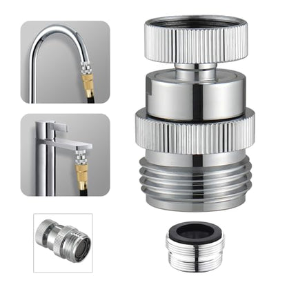 Sink Faucet to Garden Hose Adapter, Swivel Faucet Adapter Kit with Aerator, Sink Faucet Adapter to Garden Hose for Kitchen & Bathroom, 3/4" GHT Thread, Chrome - style: Faucet Adapter-A