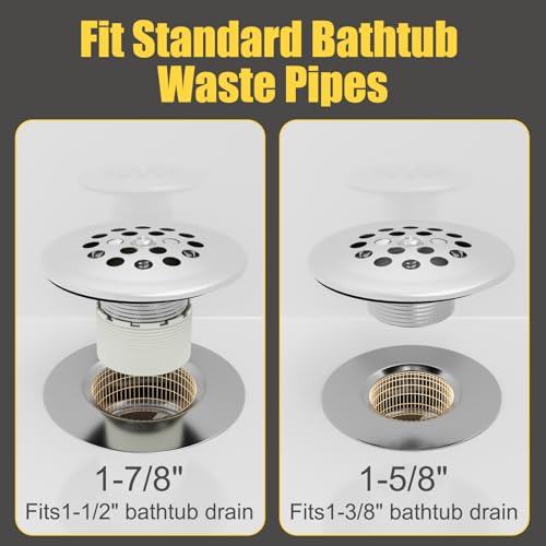 Trip Lever Tub Drain Kit, Chrome | Bathtub Drains Stopper Replacement Kits, Trip Lever Overflow Faceplate, Tub Drains Strainer, Thread Adapter & Gasket - color: Chrome Kits