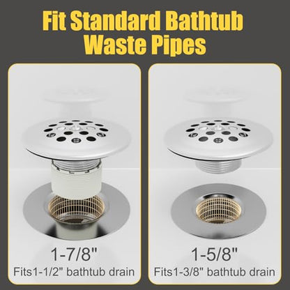 Trip Lever Tub Drain Kit, Chrome | Bathtub Drains Stopper Replacement Kits, Trip Lever Overflow Faceplate, Tub Drains Strainer, Thread Adapter & Gasket - color: Chrome Kits