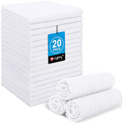 Orighty Wash Cloths, Face Towels 12x12 Inch 20 Pack | Soft Quick-drying White Washcloths, Multi-Purpose Microfiber Face Cloths for Bathroom, Gym, Spa, Hotel, Travel - color: White