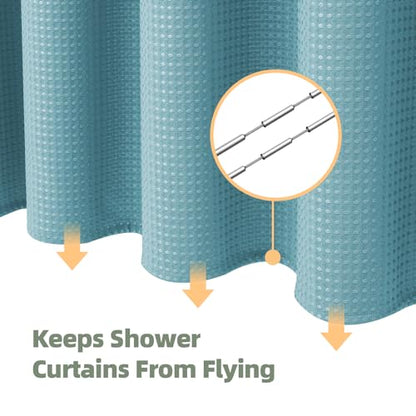 LaCyan 3 in 1 Waterproof Waffle Weave Shower Curtain and Clear Liner Set with 12 Stainless Steel Hooks Double Sided for Bathroom 72 Inches Heavy Duty Polyester Fabric Shower Curtains 72x72 - color: Teal, size: 72"W x 72"L (Pack of 3)