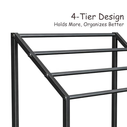 4-Tier Extra Wide Freestanding Towel Rack, Heavy-Duty Metal Towel Drying Stand for Bathroom, Poolside & Spa (Matte Black, 27.6" Wide) - color: Matte Black