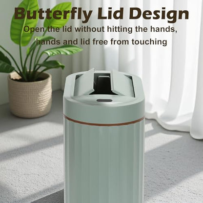 SYNCVIBE Bathroom Sensor Trash Can, 2 Gallon, Butterfly Lid, Green | Automatic Garbage Can, IPX5 Waterproof Trash Bin, Under-Counter Wastebasket for Kitchen, Office and Living Room - color: Green
