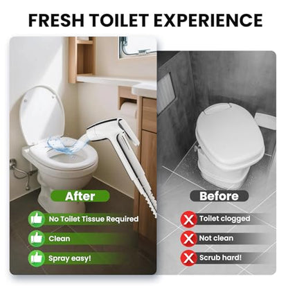 RV Bidet Sprayer, RV Handheld Bidet with Water Hose & RV Fitting, Wall-Mount Toilet Sprayer for Motorhomes, Fifth Wheels, Trailers & Campers Toilet (Chome Sprayer)