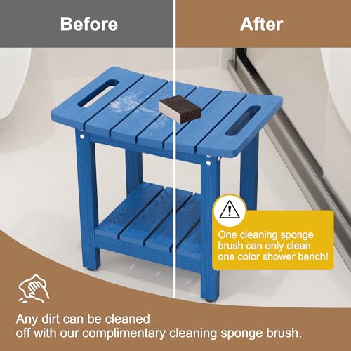 HIPS Shower Benches for Inside Shower, Shower Stool with Space-Efficient Storage Shelf, Waterproof Shower Chair Seat for Spa Bathroom(Navy Blue) - color: Navy Blue