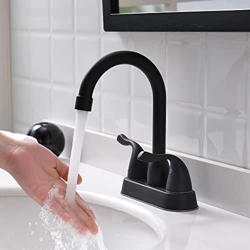 2 Handle Black Bathroom Sink Faucet - 4 Inch Centerset Faucet Bathroom 2 or 3 Hole Lavatory Faucet Bathroom Vanity Sink Faucets with Pop-up Drain and Supply Lines Matte Black - color: Black