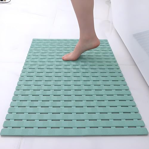 easyBee Shower Mat 27.5"x15.7", Bathtub Mat Non-Slip Bath Mat, Bathing Mat for Tub, Machine Washable, Anti-Slip Shower Liner (Green) - color: Green