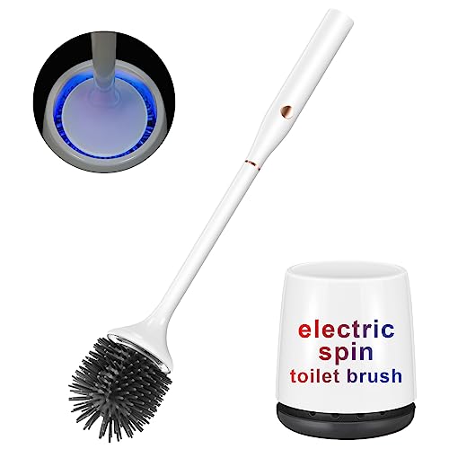 Electric Toilet Brush,Silicone Toilet Brush,Toilet Bowl Brush and Holder Set with Ventilated Holder,Toilet Brush, Floor Standing, Wall Mounted Without Drilling，Rechargeable - size: 1pack