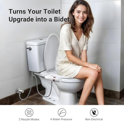 Bidet Attachment for Toilet Seat Sprayer - Non Electric Dual Nozzle with Cold Water - Self Cleaning Toilets Bathroom Spray for Butt Wash - Easy Slim Adjustable Pressure Control Rv Bidets Gifts - color: Rose Gold