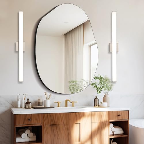 Bathroom Vanity Light Brushed Nickel Square LED 24 inch 14W 4000K Natural White Light Wall Bar Lighting Fixtures Over Mirror (Brushed Nickel, 31.5in 4000K Dimmable) - color: Brushed Nickel, size: 31.5in 4000K Dimmable
