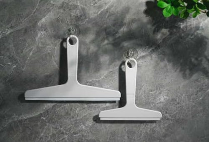 New Talent 2 PCS Shower Squeegee White, for Shower Glass, Shower Doors, Bathroom, Window and Car Glass(1 Large and 1 Small) - color: White