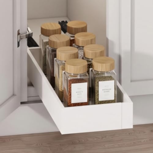 Fokyfok Pull Out Cabinet Organizer,Expandable,No Drill,Heavy Duty,Kitchen | 7"-11"W x 17"-24"D,Narrow,Pull out Drawers,Cabinet Drawers Slide out,Roll out Shelves,Pantry,Bathroom,Adhesive,Adjustable,1PC - size: 7"-11"W X 17"-24"D
