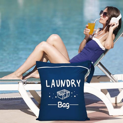 2 Pcs Large Travel Laundry Bags - Waterproof Wet Dry Bags for Gym Clothes, Swimming, Yoga (Wine+Navy) - color: Wine+Navy