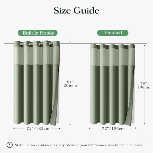 Sage Green Hook Free Waffle Shower Curtain & Snap-in Liner,72x81 | Less Time to install, 3 in 1 Fabric Shower Curtain and Liner Set with Magnets, Long, Shower Curtains for Bathroom - color: A Sage Green, size: 72"W x 81"L (Pack of 1)