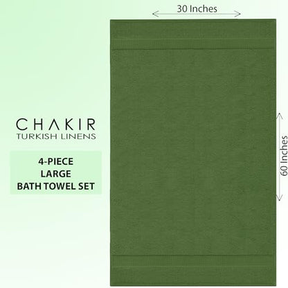 Chakir Turkish Linens 2 Piece Large Bath Towels, 100% Cotton Turkish Towels for Bathroom, Luxury Soft Absorbent Bath Towels, 30 x 60 Inches, Moss - color: Moss