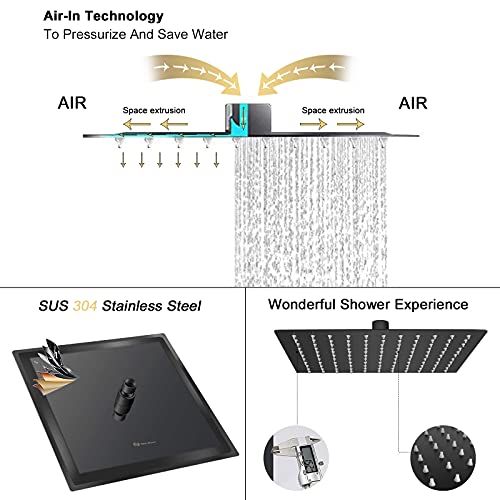 NearMoon Rain Shower Head, High Flow Stainless Steel Square Rainfall Shower, High Pressure Design, Awesome Shower Experience Even At Low Water Flow (10 Inch, Matte Black) - color: Matte Black, size: 10 Inch Square