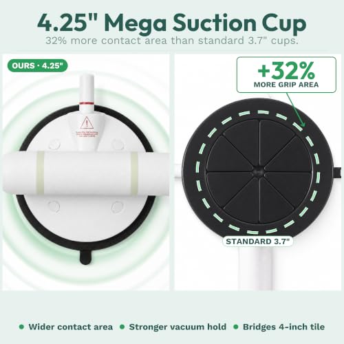 Shower Grab Bars Suction 2 Pack, 18.3 Inch Heavy Duty Suction Cup Grab Bar for Shower with Visible Safety Indicator, Shower Bars for Elderly, Glow in the Dark, Tool-Free Balance Assist Handle - size: 18.3" Long (2 Pack)