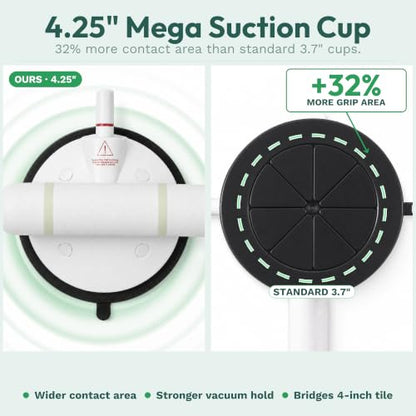 Shower Grab Bars Suction 2 Pack, 18.3 Inch Heavy Duty Suction Cup Grab Bar for Shower with Visible Safety Indicator, Shower Bars for Elderly, Glow in the Dark, Tool-Free Balance Assist Handle - size: 18.3" Long (2 Pack)