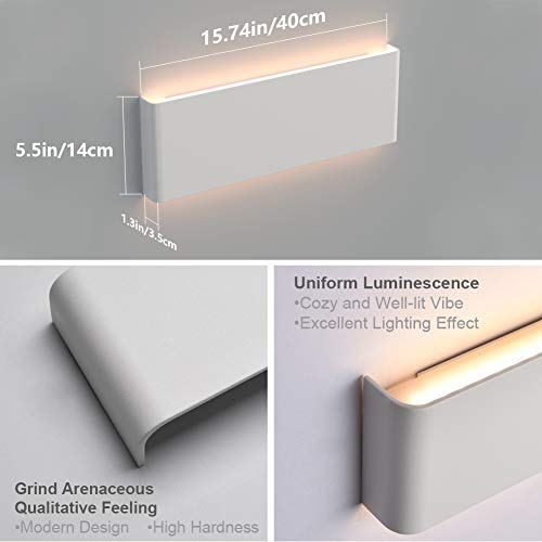 Aipsun 15.75in Matte White Modern Vanity Light Up and Down LED Vanity Light for Bathroom Wall Lighting Fixtures (Warm Light 3000K) - color: White, size: 15.8 inch, style: 3000K
