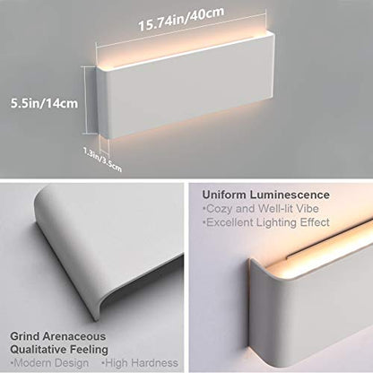 Aipsun 15.75in Matte White Modern Vanity Light Up and Down LED Vanity Light for Bathroom Wall Lighting Fixtures (Warm Light 3000K) - color: White, size: 15.8 inch, style: 3000K