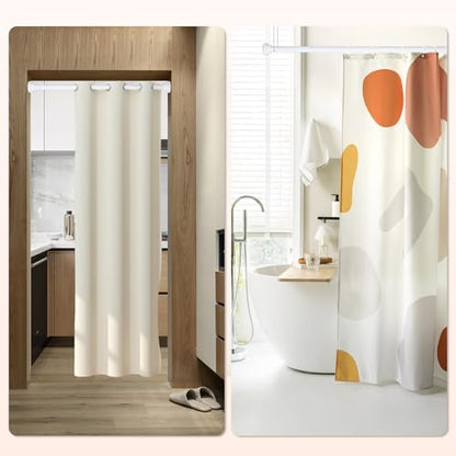 Shower Curtain Rod 31-80 in Adjustable Curtain Rod No Drilling Tension Shower Rod Stainless Steel for Bathroom Room Divider, White - color: White, size: 31"-80"
