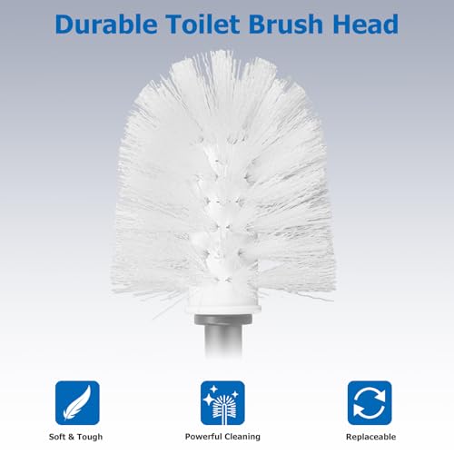 Topsky Toilet Brush,2 Pack Compact Toilet Brush & Holder Set,Plastic Round Barrel Loo Brush with 2 Replacement Toilet Brush Head,Durable for Bathroom Toilet,Dark Gray - color: Dark Gray