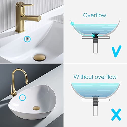 KAIYING Pop Up Drain, Bathroom Vessel Sink Drain | with Overflow, Detachable Basket Drain Stopper Assembly, Anti-Clogging & Anti-Explosion Drain Strainer, Brushed Brass - color: Brushed Brass, style: With Overflow