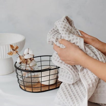 Waffle Bath Sheet Set, 100% Turkish Cotton, Includes 1 Bath Sheet, 1 Hand Towel, 2 Face Towels - color: Light Grey, size: Bath Sheet Set (4 Pieces)
