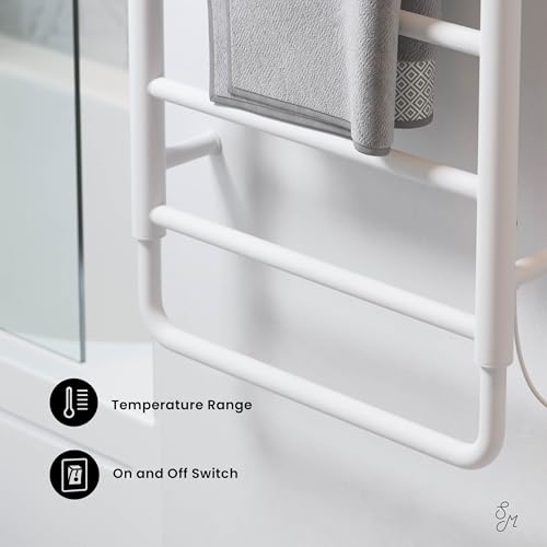 Swiss Madison Ivy 8-Bar Electric Towel Warmer Heated Towel Racks for Bathroom in Matte White - color: White