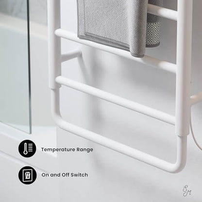 Swiss Madison Ivy 8-Bar Electric Towel Warmer Heated Towel Racks for Bathroom in Matte White - color: White