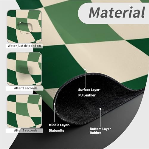Kitchen Sink Splash Guard，Green-and cream checkered Faucet Mat Sink Gadgets-Super Absorbent Fast Drying Mat Drip Catcher for Kitchen, Bathroom,Sink Mat, Dish Drying Mat, Bathroom(15" X 5.5" ) - color: Green-and cream checkered
