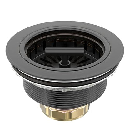 KONE 3-1/2 Inch Bronze Kitchen Sink Drain Assembly Kit - Oil Rubbed Bronze Stainless Steel with Strainer Basket/Drain Stopper - color: Oil Rubbed Bronze