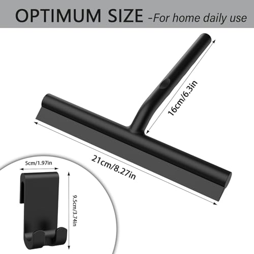 All-Purpose Stainless Steel Shower Squeegee for Bathroom, Kitchen, Shower, Floor Cleaning with Adhesive Hook Sturdy Handle, Professional Cleaners, Window Cleaning for Window Squeegee (White)