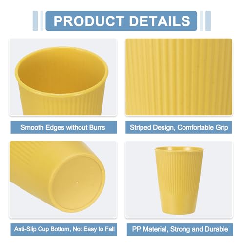 uxcell 4 Pcs Simple Toothbrush Cup, 3.3 x 3.3 x 4.2 Dishwasher Safe Bathroom Tumbler Reusable Plastic Cup Set for Storing Toothpaste Combs, Yellow - color: Yellow