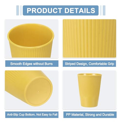 uxcell 4 Pcs Simple Toothbrush Cup, 3.3 x 3.3 x 4.2 Dishwasher Safe Bathroom Tumbler Reusable Plastic Cup Set for Storing Toothpaste Combs, Yellow - color: Yellow