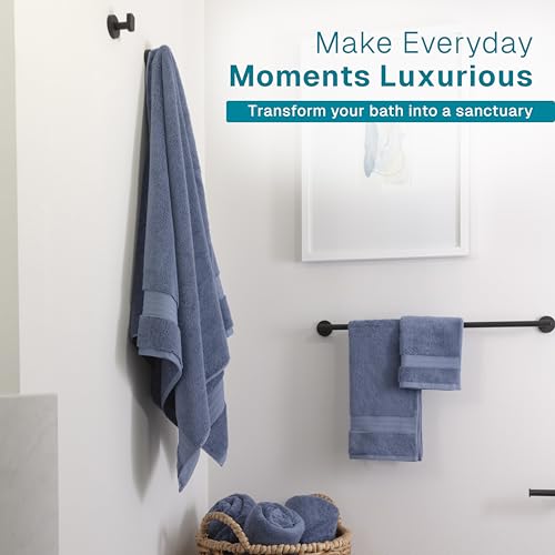 100% Organic Cotton Bath Towel Set | Bathroom Luxury Towel Set of 6 | GOTS Certified | Hotel Premium Towels | 700 GSM | 2 Bath Towel 30 x 56 | 2 Hand Towel 16 x 30 | 2 Wash Cloth 13 x 13 | Dark Blue - color: Dark Blue, size: 6-Piece Towel Set