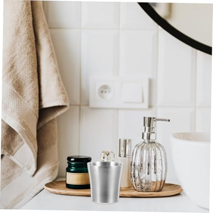 Cabilock Bathroom Insulated Tumbler Metal Cups Water Tumblers Mug Drinking Glasses for Travel Camping Silver Cup 180ml