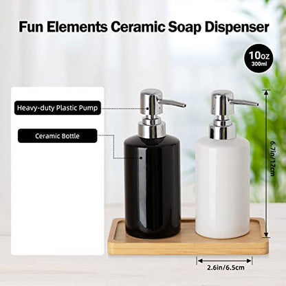 FE Soap Dispenser, 300ml/10oz Ceramic Liquid Soap Pump Dispenser, Refillable Dish Soap Dispenser for Kitchen Bathroom Washroom (Black) - color: Black