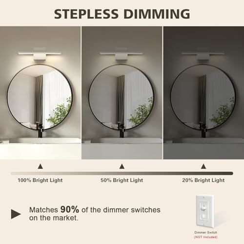 JUSHENG Brushed Nickel Modern LED Vanity Lights for Bathroom Light Fixtures, 16 Inch 16W 5CCT Dimmable Vanity Light Bar Bathroom Lighting, ETL Certificated - color: Brushed Nickel-5CCT, size: 16'' Long-Dimmable