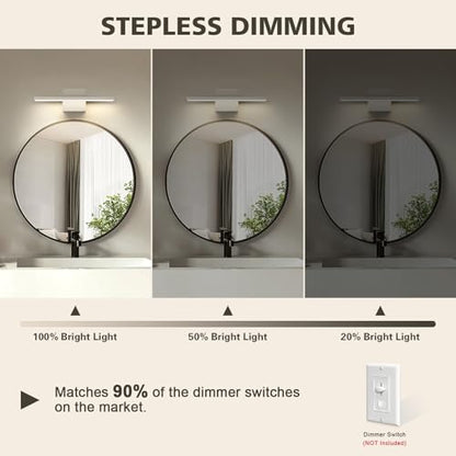 JUSHENG Brushed Nickel Modern LED Vanity Lights for Bathroom Light Fixtures, 16 Inch 16W 5CCT Dimmable Vanity Light Bar Bathroom Lighting, ETL Certificated - color: Brushed Nickel-5CCT, size: 16'' Long-Dimmable