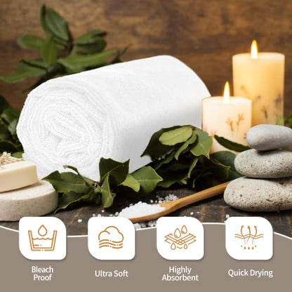 FIXSMITH Salon Towels 12 Pack, White Hand Towels for Bathroom, Quick Dry Gym Towels, Spa Face Towel, Absorbent Microfiber Towels for Salon, Barber, Gym, Bath, Pedicure and Home Hair Care,16 x 27 in - color: White