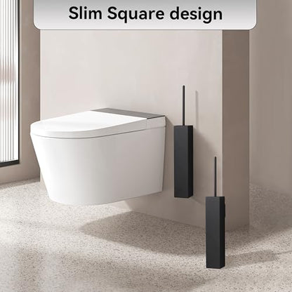 Matte BlackToilet Brush with Holder,Durable Cleaning Toilet Bowl Brushes with Holders - color: Matte Black