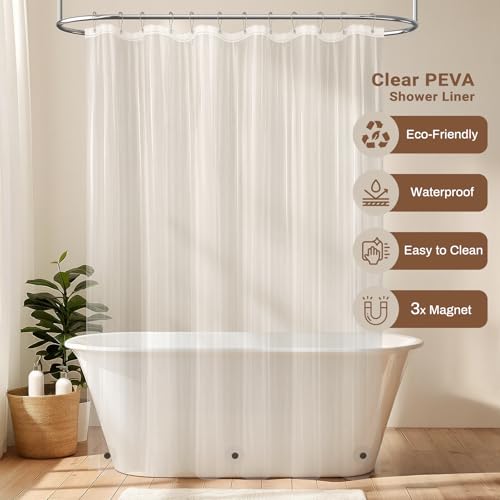 BTTN 3 in 1 Shower Curtain with Liner, 78 Inch Long Boho Linen Striped Cloth Shower Curtain Set with Hook, Farmhouse Bohemian Country Waterproof Fabric Shower Curtain for Bathroom, Cream/Beige, 72x78 - color: Cream With Liner, size: 72"W x 78"L (Pack of 1