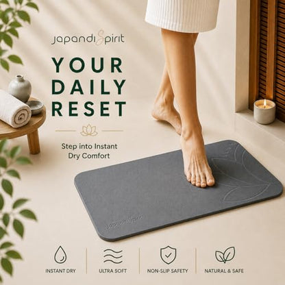Stone Bath Mat, Diatomaceous Earth, Quick Dry - West Lotus | Non-Slip, Stone Bath Mats for Bathroom, Diatomite, 23.6"x15.4", Luxury Bath Mat - color: West Lotus