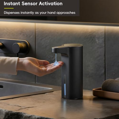 EKO Aroma 9 fl oz Automatic Liquid Soap Dispenser, Rechargeable & Water-Resistant Soap Dispenser for Kitchen and Bathroom with Adjustable Volume Control (Matte Black Steel) - color: Matte Black, size: 9 oz (Standard Rechargeable)