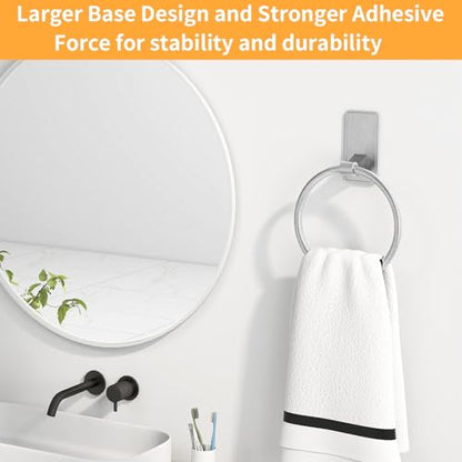 Adhesive Towel Ring, Bathroom Hand Towel Holder SUS304 Heavy Duty Stick On Towel Holder for Kitchen, Brushed Nickel - color: Brushed Nickel, size: Round(1-pack)