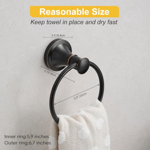 Towel Ring, Bathroom Hand Towel Holder Wall Mounted Oil Rubbed Bronze | Modern Round, Heavy Duty Towel Rack Hanger, Hardware Accessory, SUS 304 Stainless Steel Rustproof for Bath, Kitchen, RV - color: Oil Rubbed Bronze