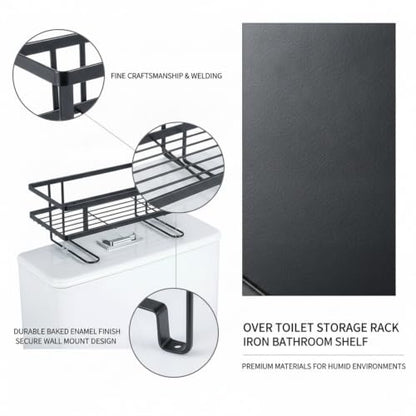 Over Toilet Storage Rack, Iron Bathroom Shelf with Baked Enamel Finish, Wall Mounted Vertical Organizer for Small Bathrooms, 13-Inch Width (1 PC) - color: Black